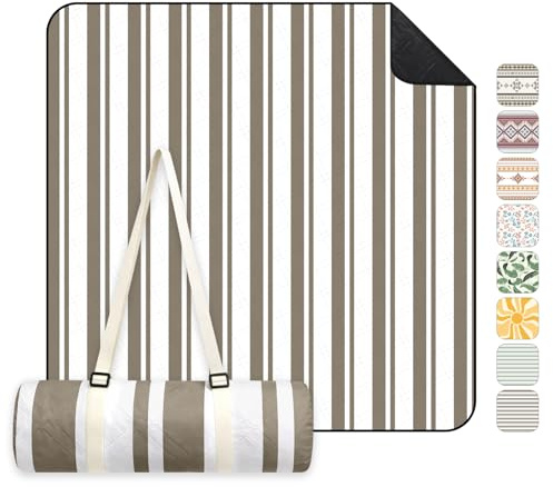 Sekey Picknickdecke Wasserdicht 200x200 cm, Stranddecke Sandfrei | Gepolstert, Dreischichtige Struktur, PEVA-Wasserfestboden, Bindegurt-Trageriemen, geeignet für Picknick, Camping, Strand
