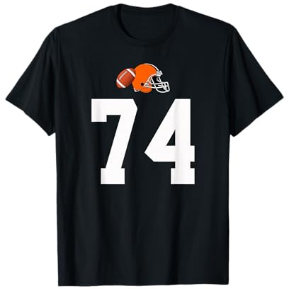 Americano Fútbol Casco Estilo Vintage Número 74 Camiseta