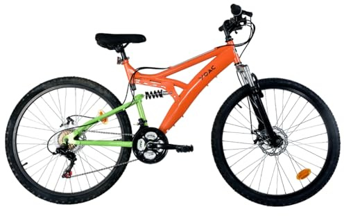 Basis Bikes YOAC 89 Dual Suspension Mountain Bike, 18 Speed – Green/Orange