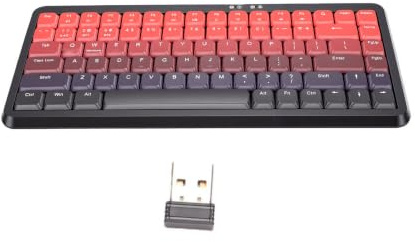 Goshyda 2,4G Trådlöst Bluetooth-tangentbord, Dual Mode Ergonomic Keyboard Ultra Compact, för Laptop Tablet PC (Svart Röd Gradient)