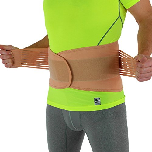 NeoPhysio Beige Neoprene Adjustable Lower Back Support Lumbar Brace Size Large