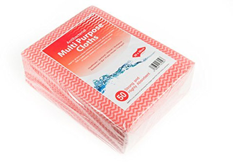 We Can Source It Ltd – Pack of 50 Antibacterial Cleaning Cloths – Reusable, Absorbent & Durable Medium Size – Multi-Purpose Wipes in Red, Yellow, Green & Blue for Home, Kitchen & Commercial Use