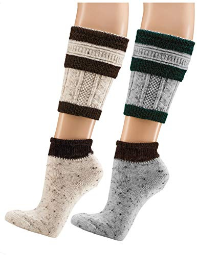 krautwear Calze da Uomo per Costume Tradizionale, Calze Loferl 2pz (Scaldamuscoli + Calzini) Tweedgarn, 39-42