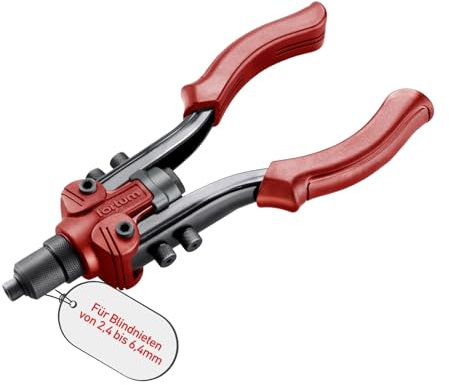 Fortum Pinze per rivetti ciechi per rivetti ciechi da 2,4 – 6,4 mm in alluminio, ottone, acciaio e acciaio inox, pinza per rivetti a risparmio energetico