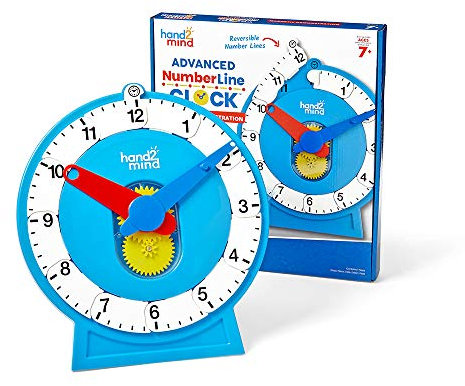 Hand2mind Advanced Magnetic NumberLine Clock for Demonstration, Math Manipulatives for Telling Time, Learning Clock, Teaching Supplies for Kids