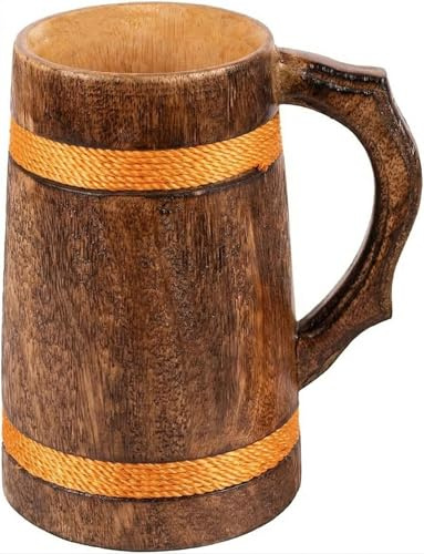 GoCraft Handgefertigter Holz-Bierkrug | Camping Reise Outdoor Becher für Männer | Tee Kaffee Tasse mit Griff | Craft Krug Trinkkrug