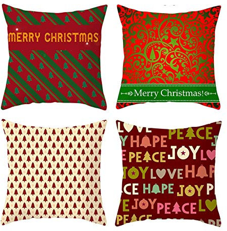 Banemi Kissenbezug Kinder, Stück 4 Weihnachten Wirth Kissenhülle Albero für Weihnachtsdekoration 40X40CM
