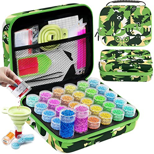 ARTDOT 5D Diamond Painting Zubehör Boxen, 30 Stück Diamond Painting Aufbewahrungsbox für Diamond Painting Bilder Steine Samen Schmuck Strass Perlen DIY Handwerk Als Geschenk (Wälder)