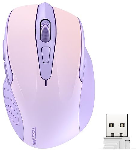 TECKNET Mouse senza fili 2.4G Mouse ottico 4000 DPI con 6 livelli regolabile, mouse ergonomico per PC, desktop/portatile, colore misto