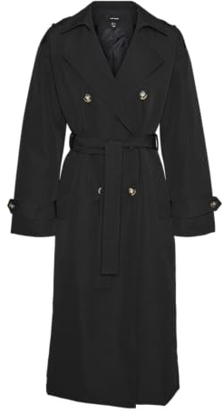 VERO MODA Womens Vmchloe Long Trenchcoat Ga Noos Trench Coat, Black, M UK