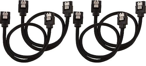 Corsair CC-8900248 Premium Sleeved SATA Cable - SATA 6Gbps 30cm, Black (Pack of 2)