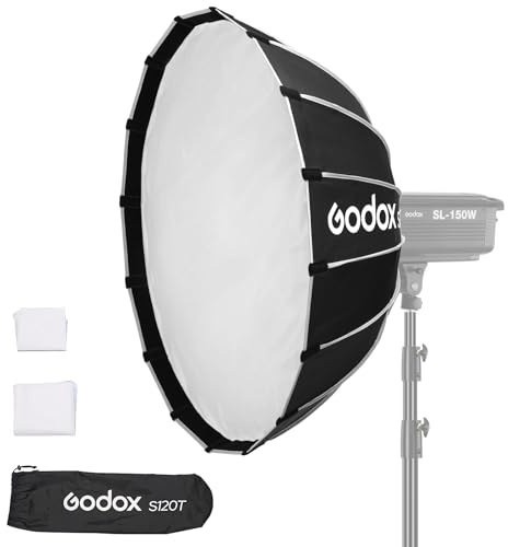 Godox S120T 120cm/47,2” Ombrello a sgancio rapido Softbox Umbrella Softbox Bowens Mount Diffusore a sgancio rapido Compatto con borsa e panno morbido per fotografia Speedlite Continous Light Monolight
