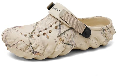 Zoccoli da giardino leggeri impermeabili da uomo con stampa floreale ispirata alla natura, in gomma EVA senza lacci con cinturino regolabile, scarpe da acqua traspiranti per spiaggia, cortile, piscina