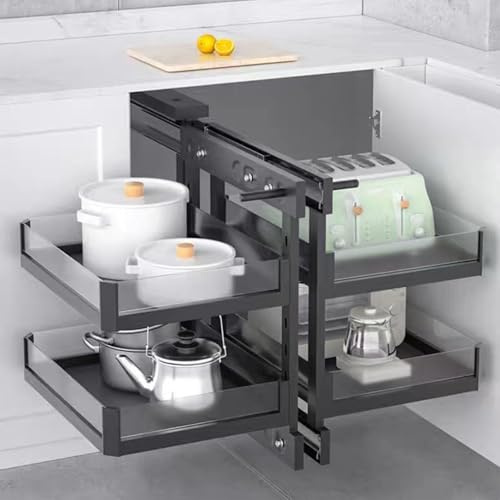 GAOJYLF Organizador extraíble de Esquina ciega para gabinete de Cocina, con 4 cestas, Estante deslizable, Organizador de gabinete para el hogar, la Cocina, Universal Izquierdo y Derecho 800
