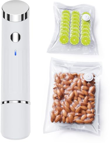 FNITAER Handliche Vakuumiergerät – Vakuumierer für kontinuierliches Arbeiten mit hoher Geschwindigkeit, kompaktes Folienschweißgerät für Lebensmittel mit 30 Vakuumier-Beutel