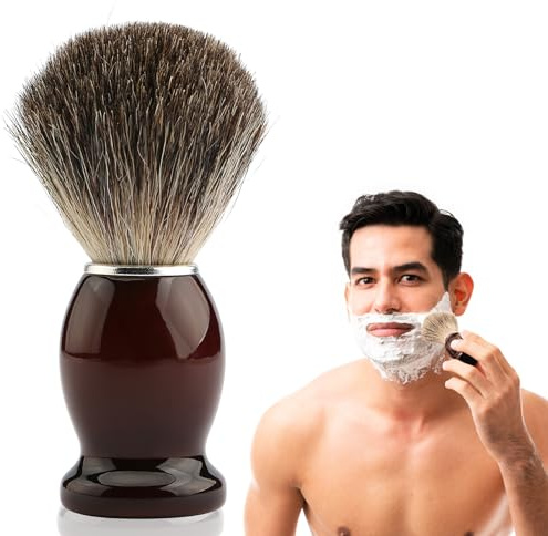 Brocha de afeitar para hombre, brocha de afeitar con mango de madera, brocha de afeitar de pelo de tejón, barba facial, herramienta de afeitar de tejón, cepillo de afeitar de viaje, brocha