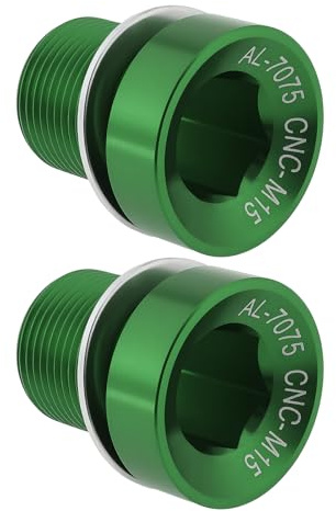 ECSiNG 2pcs Green Electric Bicycle Axle Crank M15 Bolt Aluminum Alloy Compatible with Bosch E-Bike CX 7075