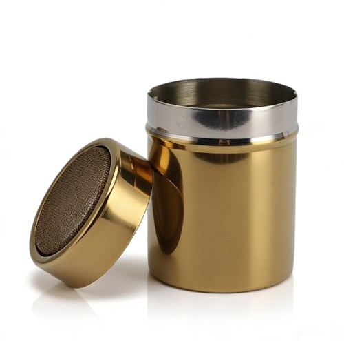 Powder Sugar Shaker Duster, Stainless Steel Dredge Shaker Powder Sugar Dispenser Fine Mesh Shaker for Salt Seasoning