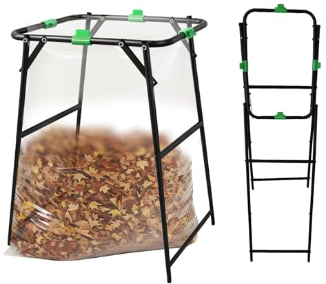 sorcifa Foldable Trash Bag Holder Stand,Outdoor Leaf Bag Holder Fits 30-55 Gallon Gabage Bags,Portable Yard Waste Bag Holder for Lawn Cleanup,Paties,Gardening,Camping