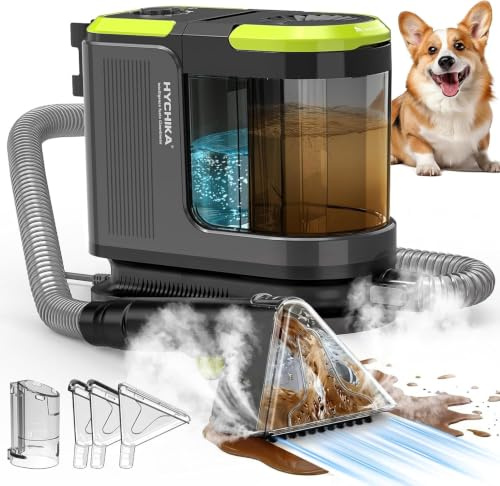 HYCHIKA Carpet Spot Cleaner 1800W, 17 kPa Portable Upholstery Carpet machine with Separate Tanks & Self-Clean, Handheld carpet cleaner for Stairs, Rugs, Sofa Cleaner, Removes Stains/Spills/Pet Messes
