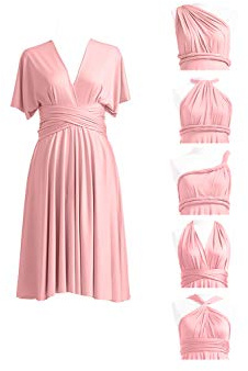 Abiti da damigella d'onore corti Infinity Abito midi multiway convertibile, Rosa polvere, M