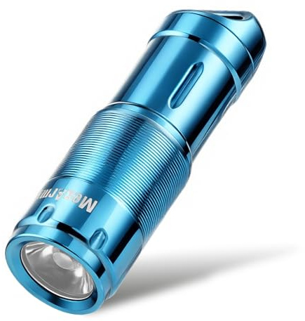 MecArmy X2S Edelstahl LED-Taschenlampe, Mini EDC wiederaufladbare Schlüsselanhänger-Taschenlampe mit Micro-USB-Aufladung, 10180 Akku 130 Lumen Outdoor Wasserdicht Schlüsselanhänger Licht (DLC Blau)