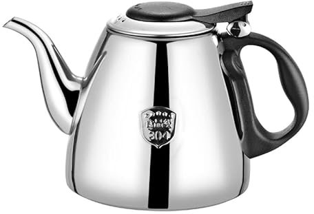 Jadeshay Teapot,1200ML Tea Pot Stainless Steel Large Capacity Tea Coffee Pot Kettle Catering Teapot with Heat Resistant Handle,Suitable for Induction Cooker (Panel is Flat,No Contacts)