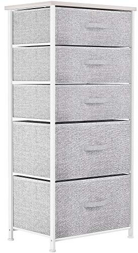 YITAHOME Chest of Drawers, Non-Woven Fabric 5-Drawer Storage Organizer Unit for Bedroom Living Room Closet, Sturdy Steel Frame, Easy Pull Fabric Bins & Wooden Top, Fabric Dresser