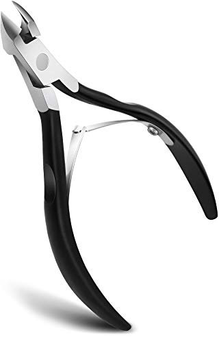 FERYES Nagelhautzangen Professioneller Edelstahl-Nagelhautschneider, extrem scharfe Nagelhautschneider Entferner-Schere Pediküre Maniküre Nagel Matt Schwarz