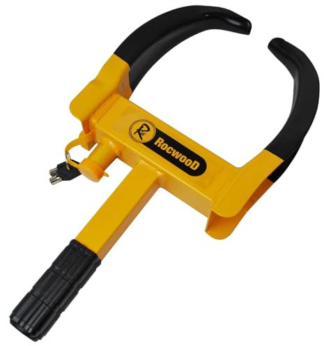 RocwooD Caravan Wheel Clamp Lock Heavy Duty Anti Theft Protection Trailer Security 2 Keys Car Motorhome Adjustable Tyre Claw Boot Weather Resistant Safety