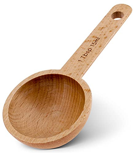 Mess Löffel, Kaffeelöffel aus Holz in Walnuss, Kaffeelöffel aus Holz zum Messen von Kaffeebohnen, gemahlenen Bohnen oder Tee, Küchenzubehör für zu Hause Kaffeeportionierer - 1 Tbsp, 15ml