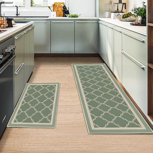 2 Pcs Kitchen Rugs and Mats, Anti Fatigue Kitchen Rug Sets,Comfort Floor Mats Washable Non Slip Kitchen Rug Runner for Office Sink Laundry (Geometry C, 40x120cm+40x60cm)