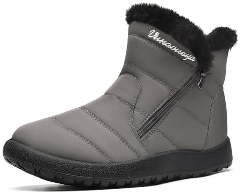Vunavueya Stivali Donna Stivaletti Invernali Scarpe da Neve con Imbottitura Calda Stivali alla Caviglia Caldo Boots Scarpe Grigio 39.5 EU_255