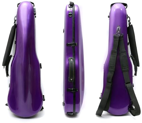 Vetimobato Dazzling Hard Shell Violin Case 4/4 Full Size Strong Flight Carbon Fiber Violin Box with Straps Travel Violin Case (Violet)