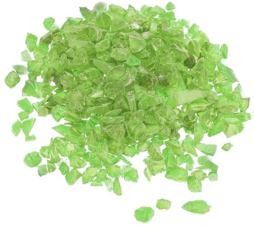 QUARKZMAN Dekorativer Glas-Kies 3-6mm 450g/1 lbs Unregelmäßiger Fels Sand Steine Grasgrün für Fischbehälter Pflanzendekoration.