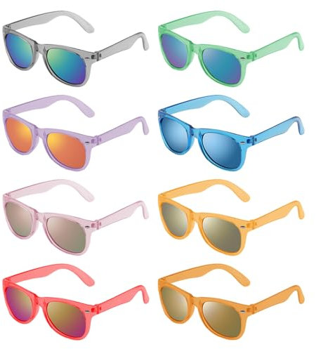 ZGDEIWGF 8 Stück Kinder-Farbfilm-Sonnenbrillen, Kinder-Sonnenbrillen Im Multipack, Neon-Sonnenbrillen, Pool-Party-Geschenke