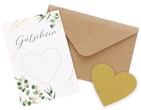 CraftWerk Gutschein Rubbelkarte - Grußkarte Gutschein zum Selber beschriften mit Rubbelaufkleber - Geschenk zu Geburtstag, Weihnachten, Hochzeiten und mehr