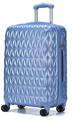 CMY Suitcase Hard Shell / 4 Spinner Wheels/ABS Cabin and Hold Luggage/Combination Lock/Lightweight Approved for Most Airlines (ICE Blue, 24)