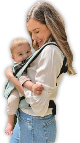 Amarsupiel - Mochila Porteo Bebe Evolutiva y Ergonomica - Cómoda y Fácil de Ajustar a la Espalda - Portabebes Recien Nacido de Algodón - Orgánico & Transpirable (Mint Liso)