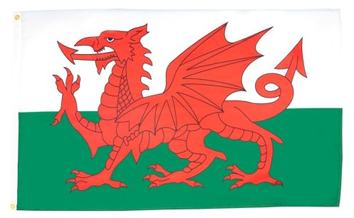 AZ FLAG Lote de 10 banderas de Gales – 90 x 60 cm – Bandera galesa 100% poliéster con ojales metálicos integrados