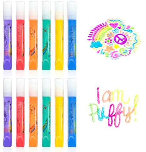 YAIYEFU 2 scatole Magiche penne gonfie, Puffy 3D Art Safe Pen, 3D stampa Bubble Pen Cotton pen, Magic Colour DIY Bubble Popcorn disegno penne decorare graffiti cancelleria
