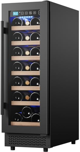 Vushine 12 Wine Cooler Refrigerator 21 Bottle Wine Fridge Built-in or Freestanding with Double-Layer Tempered Glass Door Compressor quick cooling, Low Noise