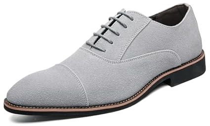 Oxford Chaussures habillées classiques à lacets en daim pour homme Chaussures habillées confortables pour bureau, gris, 44 EU