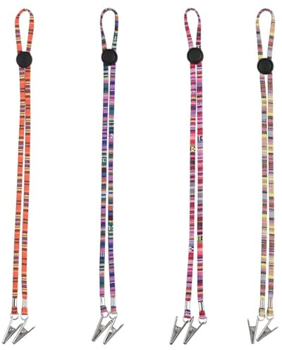 4 Pezzi Clip per tovaglioli Regolabili con Chiusura, clip per tovaglioli in stile folk di fissaggio Dentale Bib Catenaccio Titolare Cordino Neck Strap per Asciugamano Coperta Grembiule