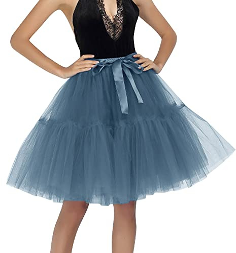 Tyllkjol dam tutu kjol Dirndl 50-tals karneval party rockabilly balet minikjol elastisk underkjol dansklänning kostym aftonklänning eleganta balettkläder bubbla danskjol, Mörkgrå, one size
