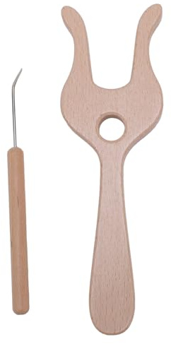 Stickgaffel- och nålsats Premium Slick Finish Trägaffelflätningsnålar Set för hantverkstillbehör Bokträ Material Gaffelflätare och nål ingår