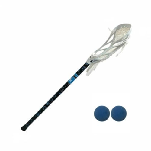 KiBcsLic Metal Shaft Crosse Open-Lattice Crosse with Netted Head Pro-Woven Pocket Team Sports Gear for Beginners, Black, 24 Inch Youth Lacrosse Stick