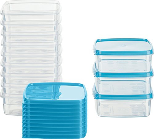 MiraHome Gefrierdosen 12x0,3L rechteckig blau – Vorratsdosen mit Deckel luftdicht – Transparente Frischhaltedosen mit Deckel – Aufbewahrungsbox Küche für Mealprep & Organisation – Austrian Quality