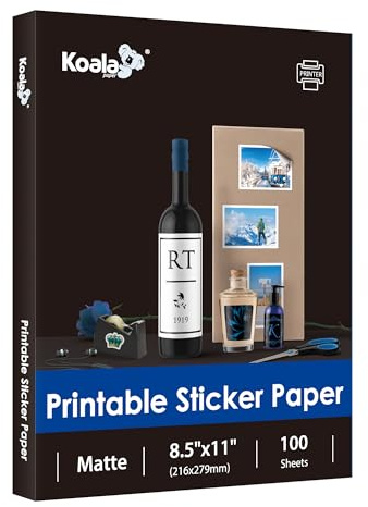 Koala Thin Sticker Paper for Inkjet & Laser Printers, Matte White