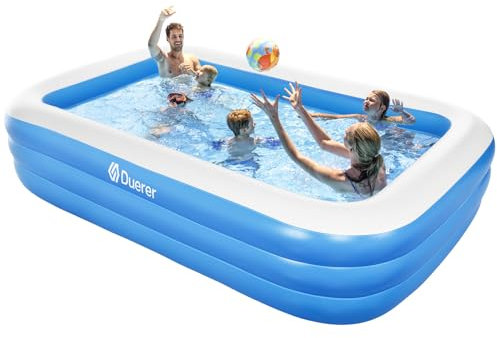 Duerer Aufblasbarer Pool Rechteckig, 305cm x 182cm x 56cm, Planschbecken groß für Kinder und Erwachsene Sommer Party, Aufblasbare Schwimmbecken, Familien Swimming Pool für Garten, Outdoor, Easy Set
